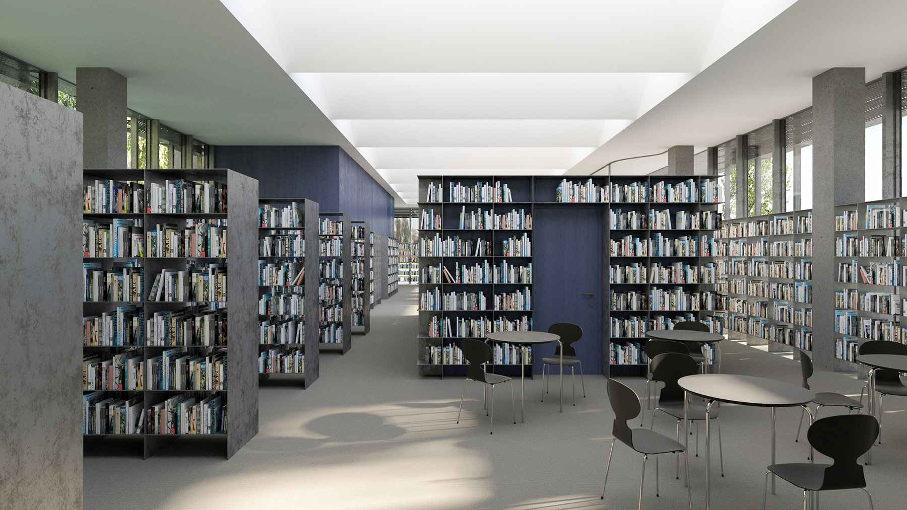 interiér čítárna nové knihovny